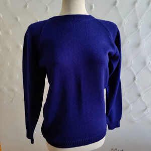 Vintage Ann Taylor Wool Sweater • Colorful Royal Blue • Crew • Medium